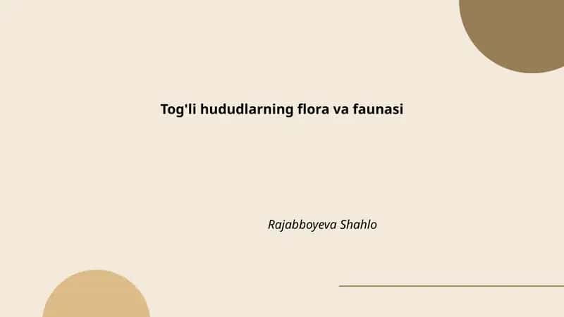 Tog'li hududlarning flora va faunasi