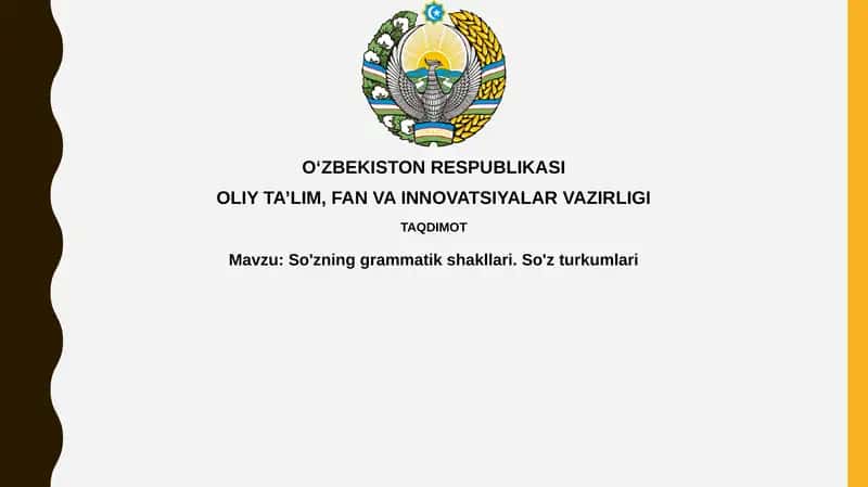 So'zning grammatik shakllari. So'z turkumlari