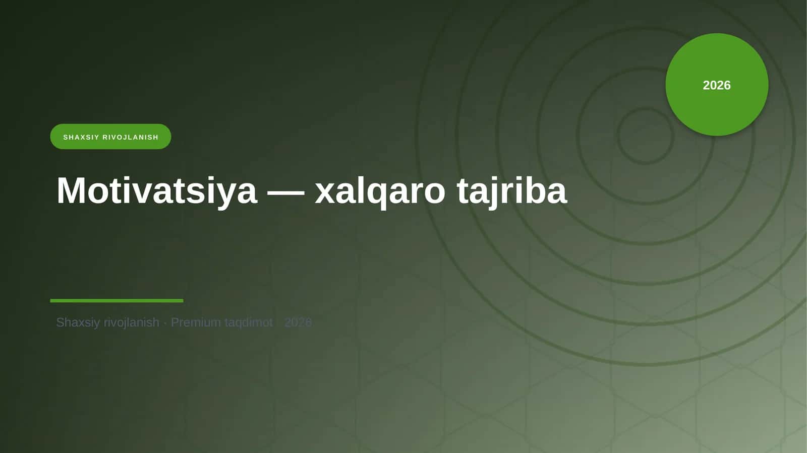 Motivatsiya — xalqaro tajriba