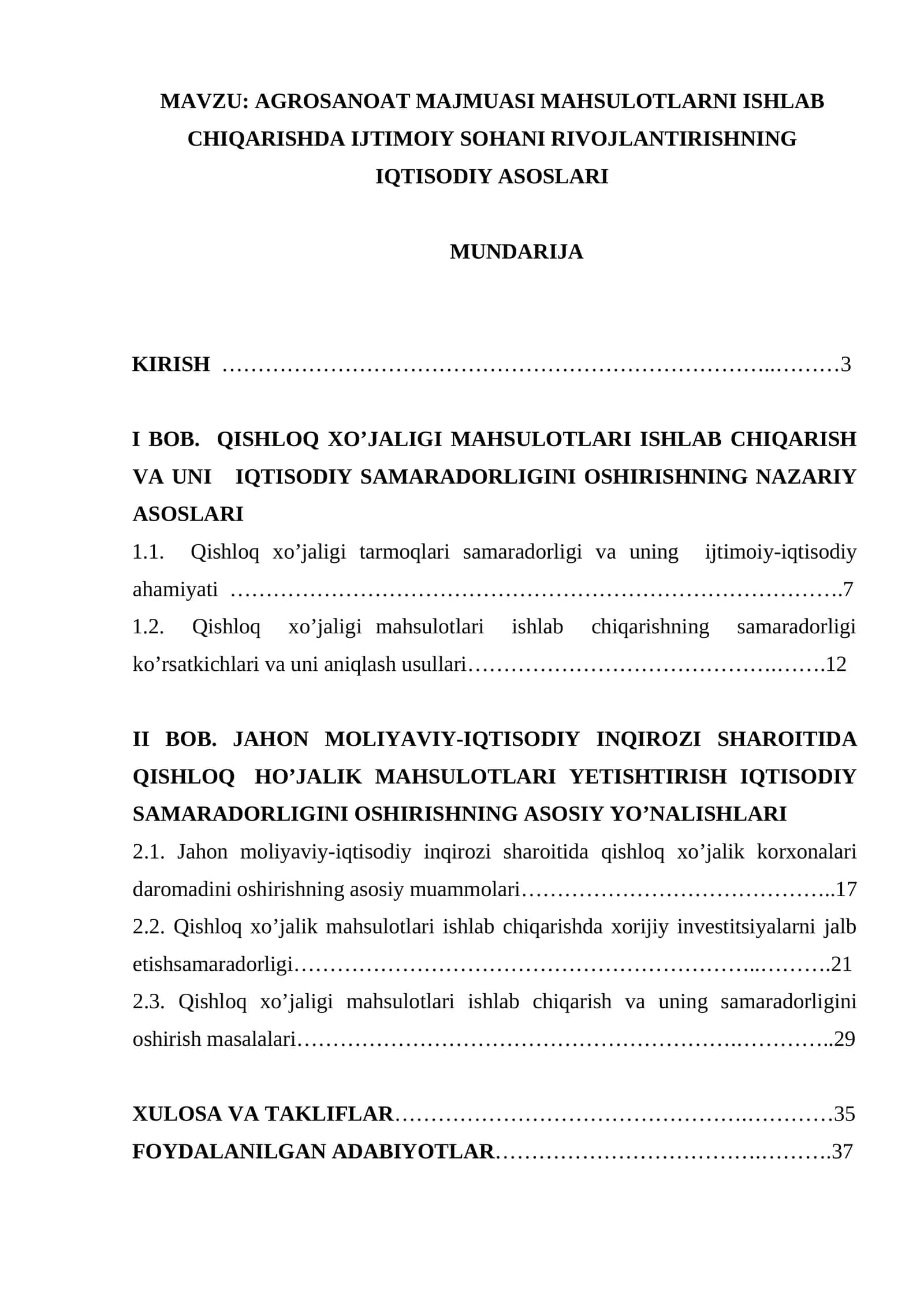 Agrosanoat majmuasi mahsulotlarni ishlab chiqarishda ijtimoiy sohani rivojlantirishning iqtisodiy asoslari