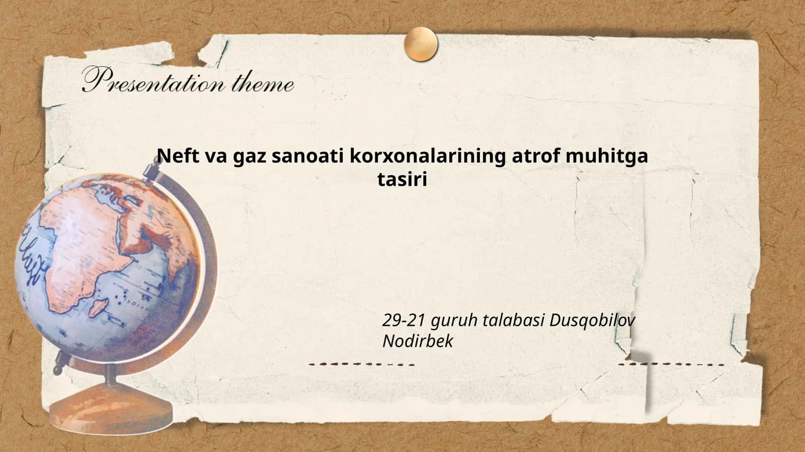 Neft va gaz sanoati korxonalarining atrof muhitga tasiri