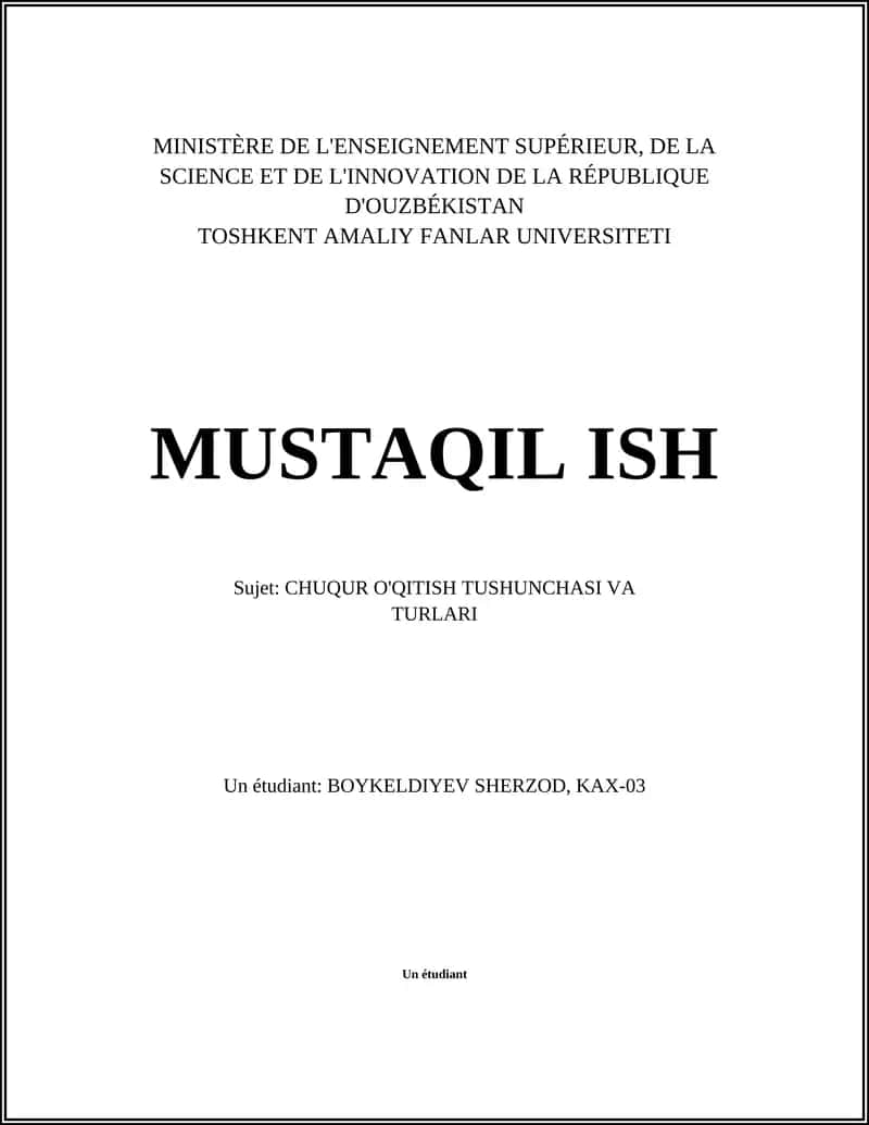 CHUQUR O'QITISH TUSHUNCHASI VA TURLARI