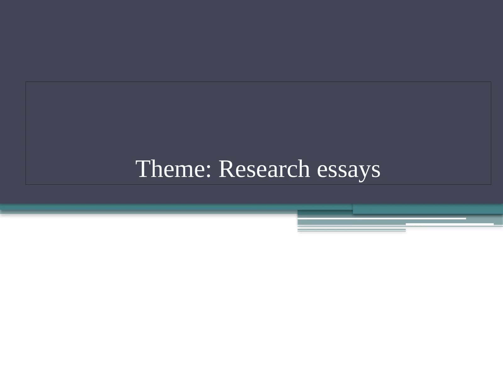Research Essays in IMRAD Format