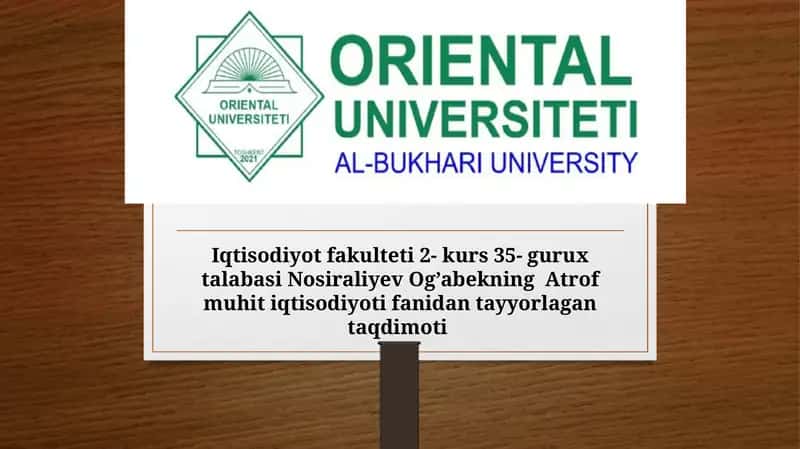 HAVONING IFLOSLANISHI BUYICHA BOSHQARUV SIYOSATI ASOSLARI