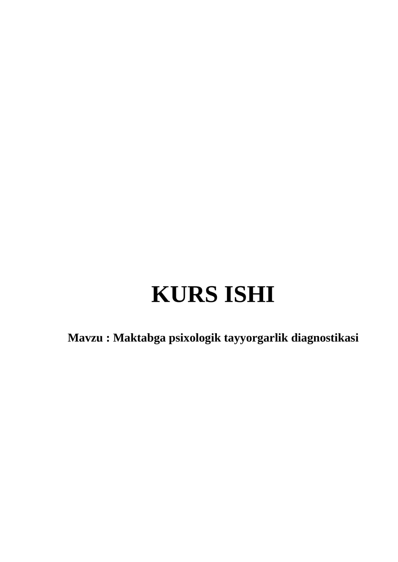 Maktabga psixologik tayyorgarlik diagnostikasi