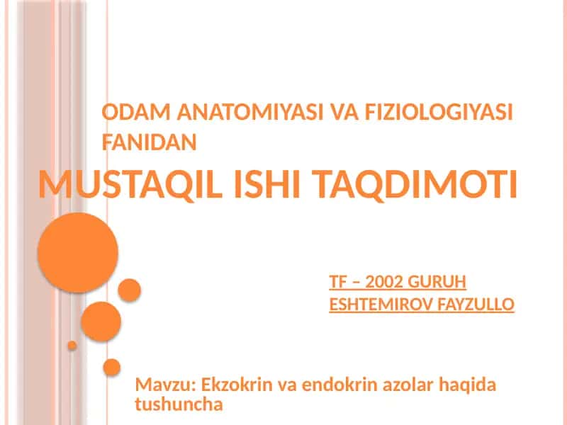 Ekzokrin va endokrin azolar haqida tushuncha