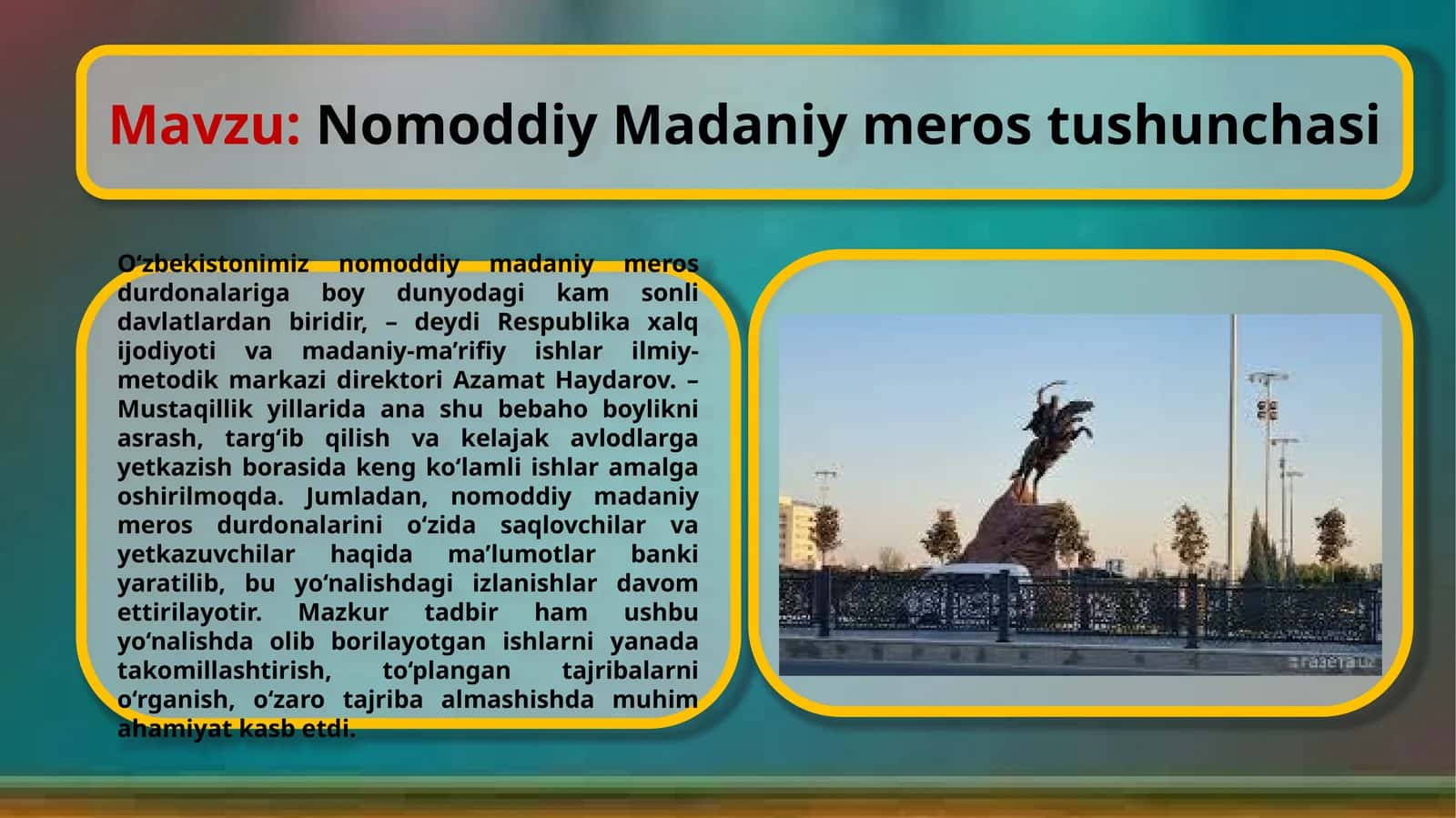 Nomoddiy Madaniy meros tushunchasi