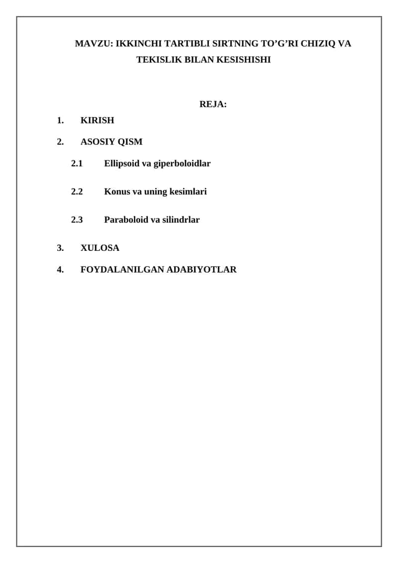 ANALITIK GEOMETRIYA KURSI