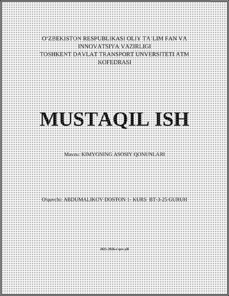 KIMYONING ASOSIY QONUNLARI