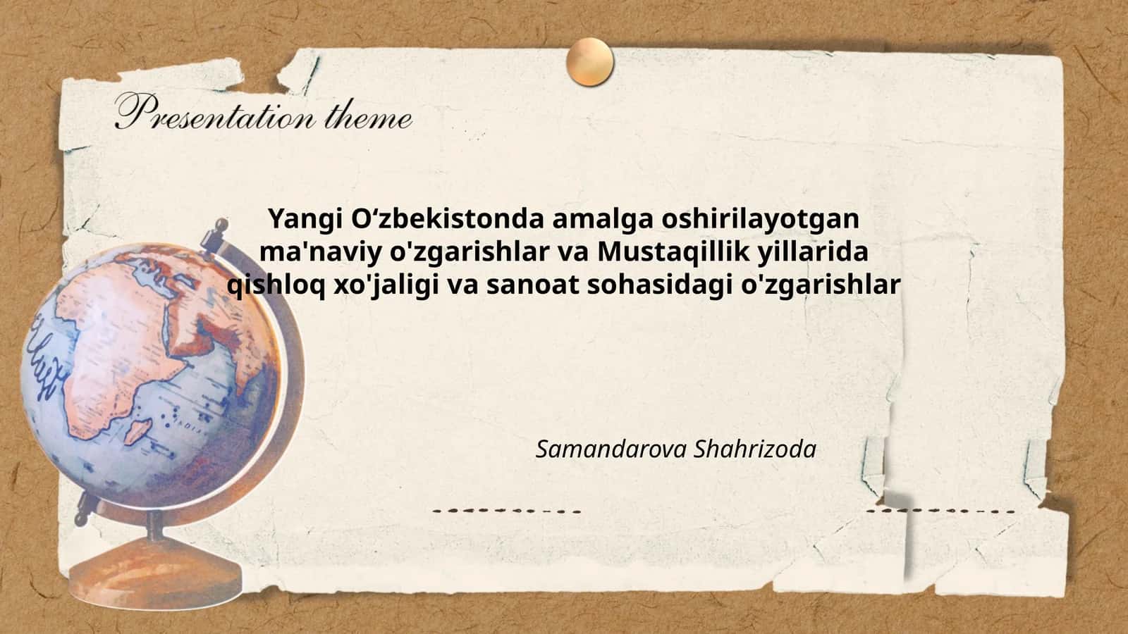 Yangi Oʻzbekistonda amalga oshirilayotgan ma'naviy o'zgarishlar va Mustaqillik yillarida qishloq xo'jaligi va sanoat sohasidagi o'zgarishlar