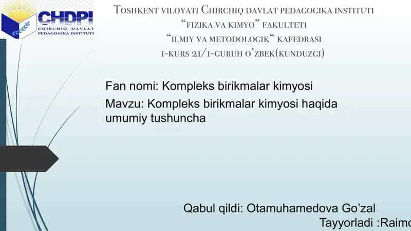 Kompleks birikmalar kimyosi