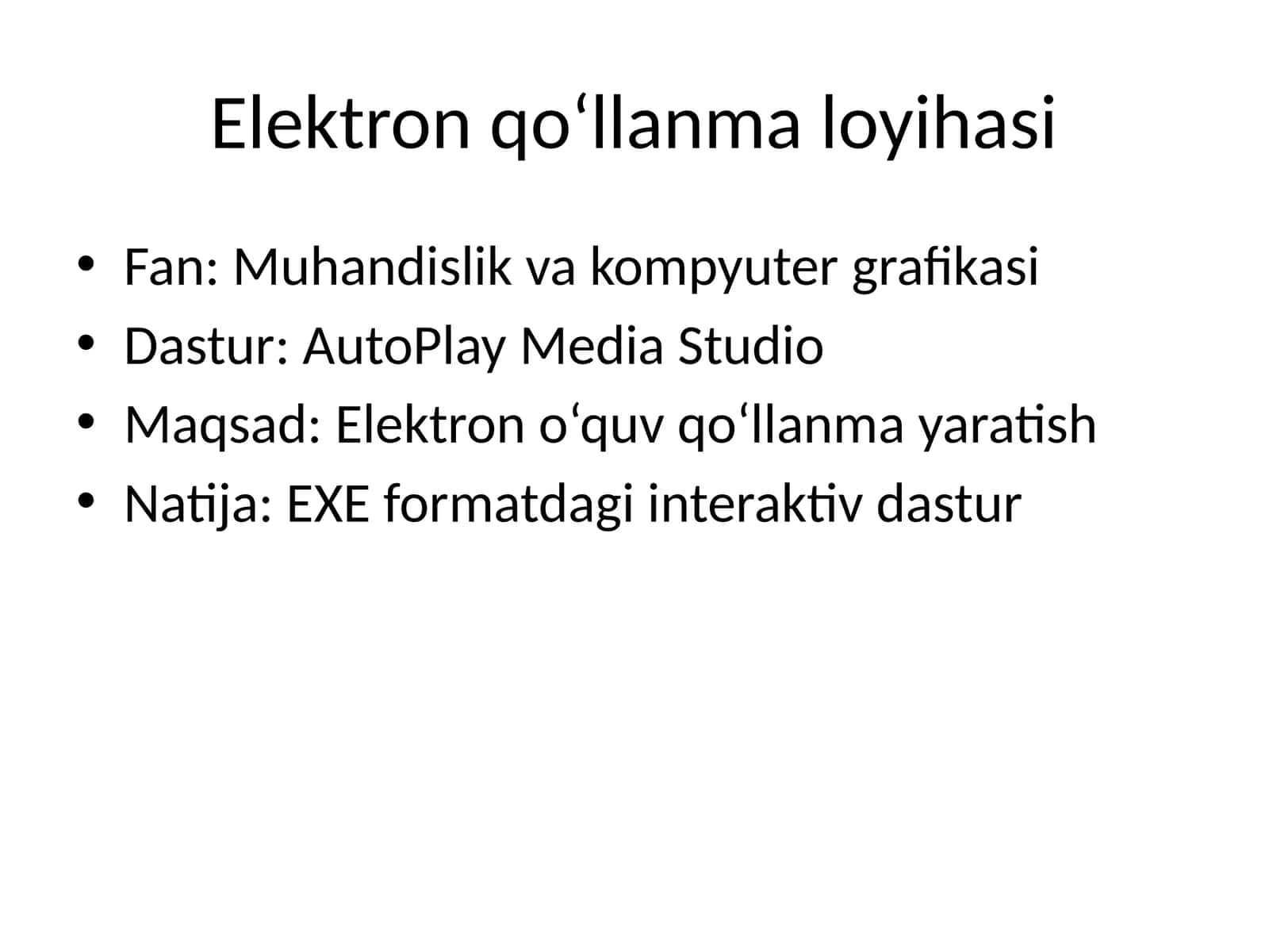 Elektron qo‘llanma loyihasi