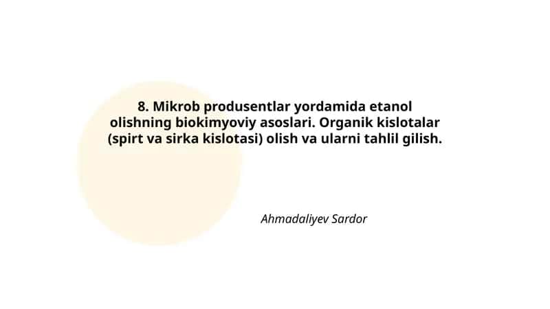 Mikrob produsentlar yordamida etanol olishning biokimyoviy asoslari