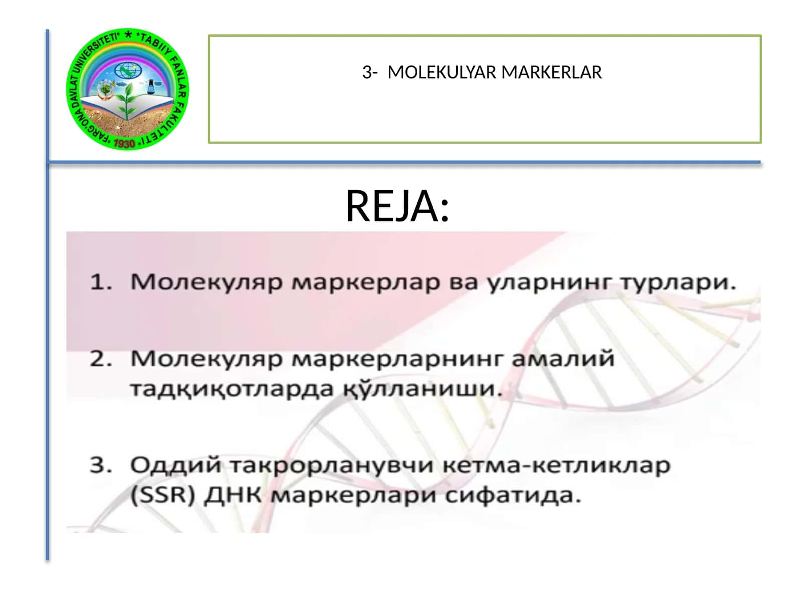 MOLEKULYAR MARKERLAR