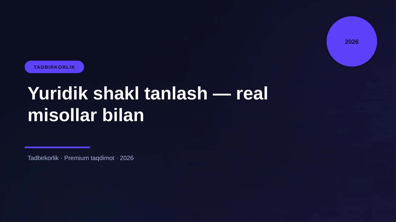 Yuridik shakl tanlash — real misollar bilan