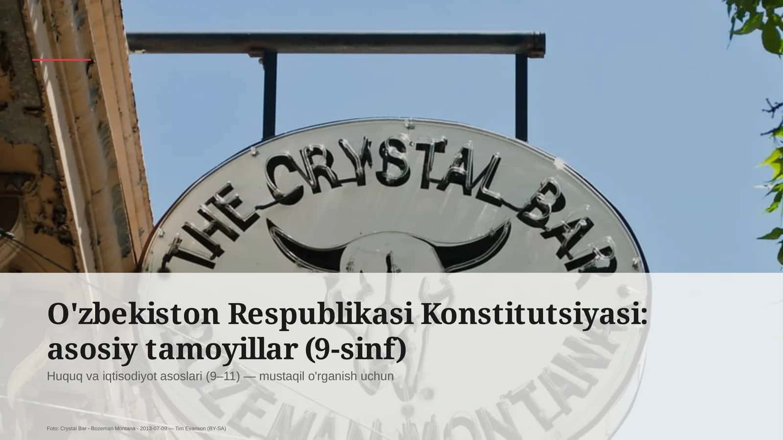 O'zbekiston Respublikasi Konstitutsiyasi: asosiy tamoyillar (9-sinf)
