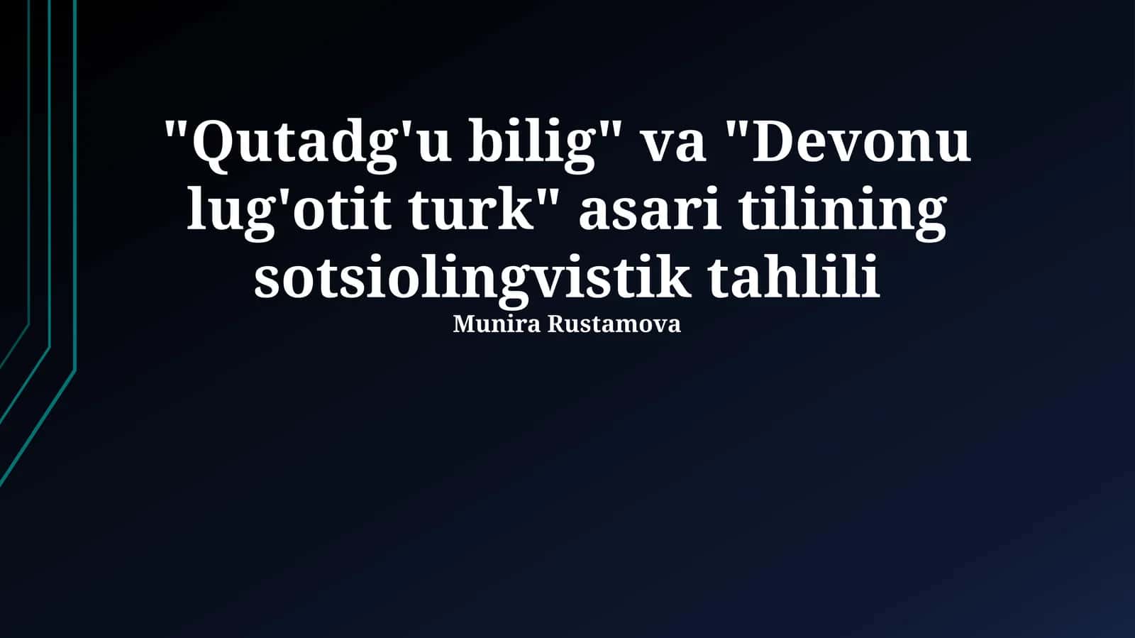 Devonu Lug'oti Turk asari tilining sotsiolingvistik tahlili