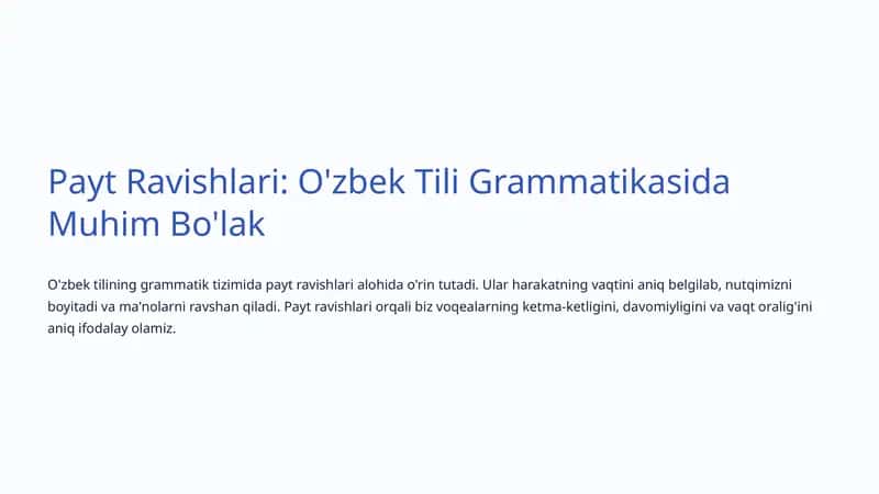 Payt Ravishlari: O'zbek Tili Grammatikasida Muhim Bo'lak