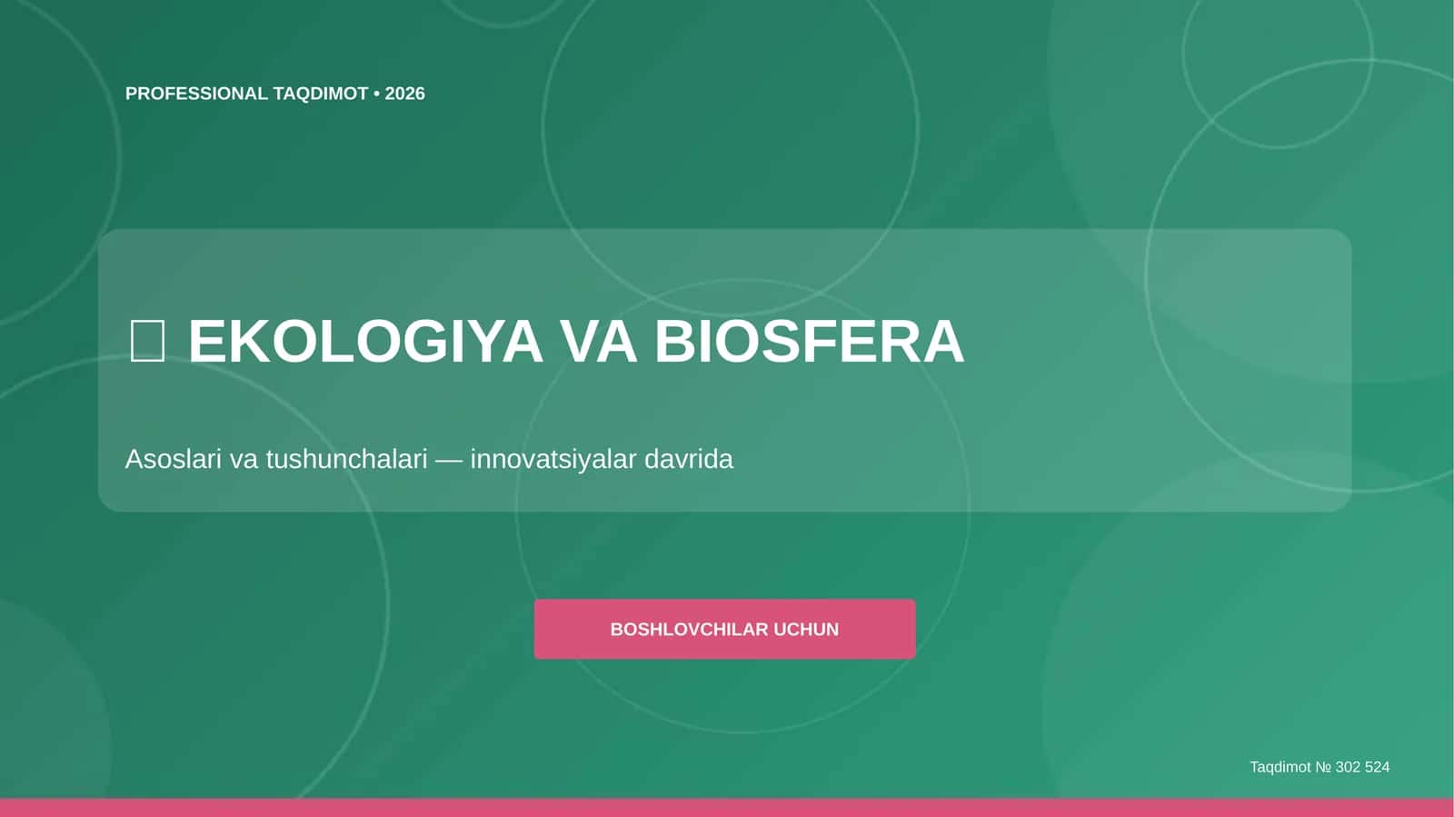 EKOLOGIYA VA BIOSFERA Asoslari va tushunchalari