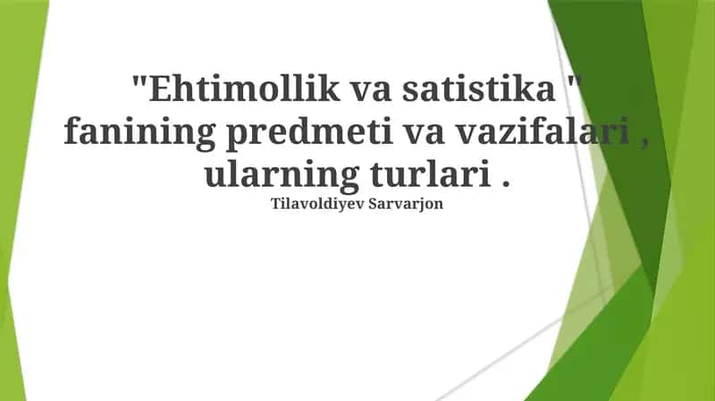 Ehtimollik va Statistika kursi