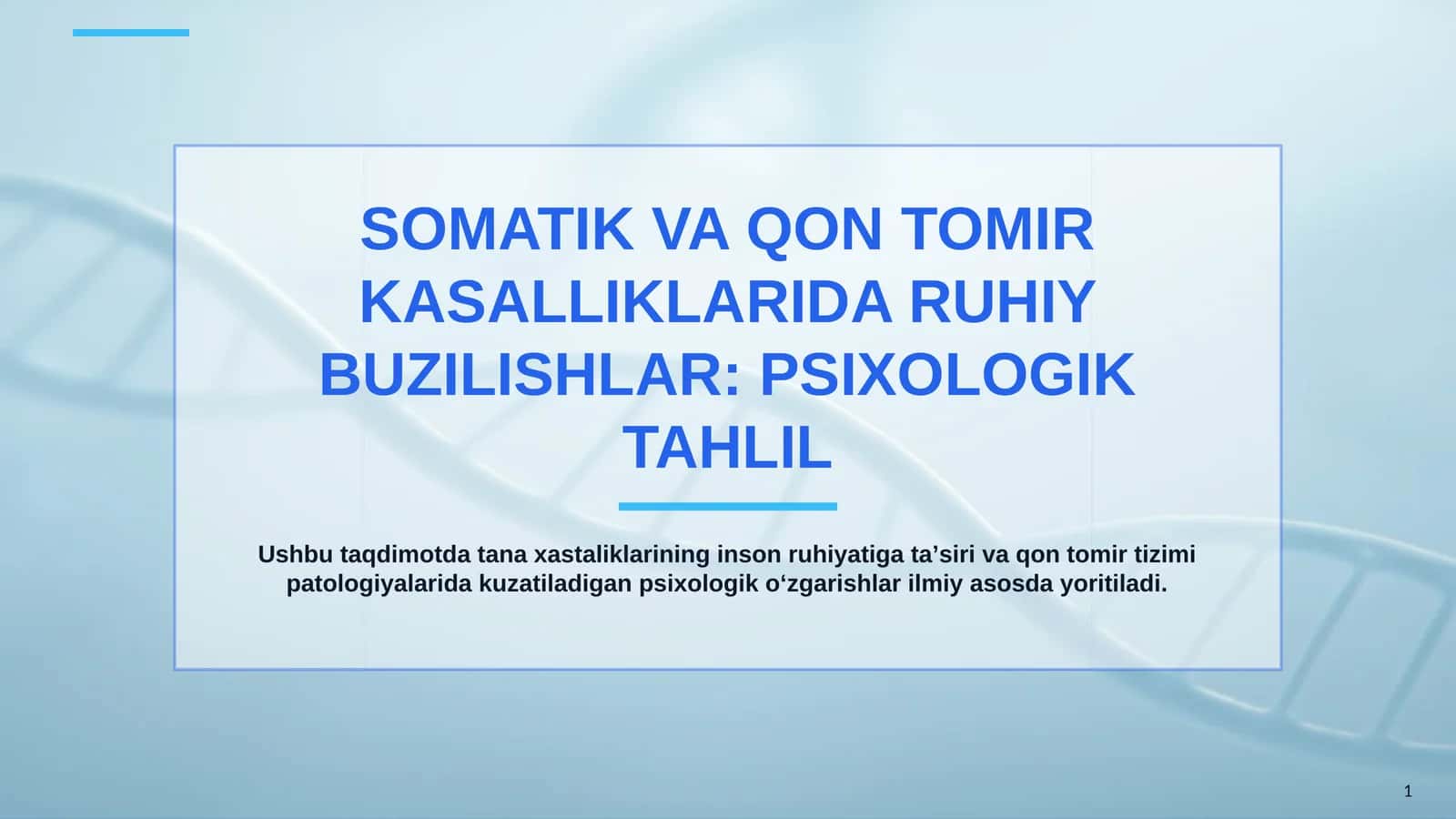 Somatik va qon tomir kasalliklarida ruhiy buzilishlar: psixologik tahlil