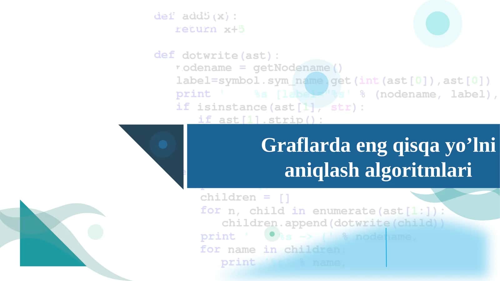 Graflarda Eng Qisqa Yo'lni Aniqlash Algoritmlari