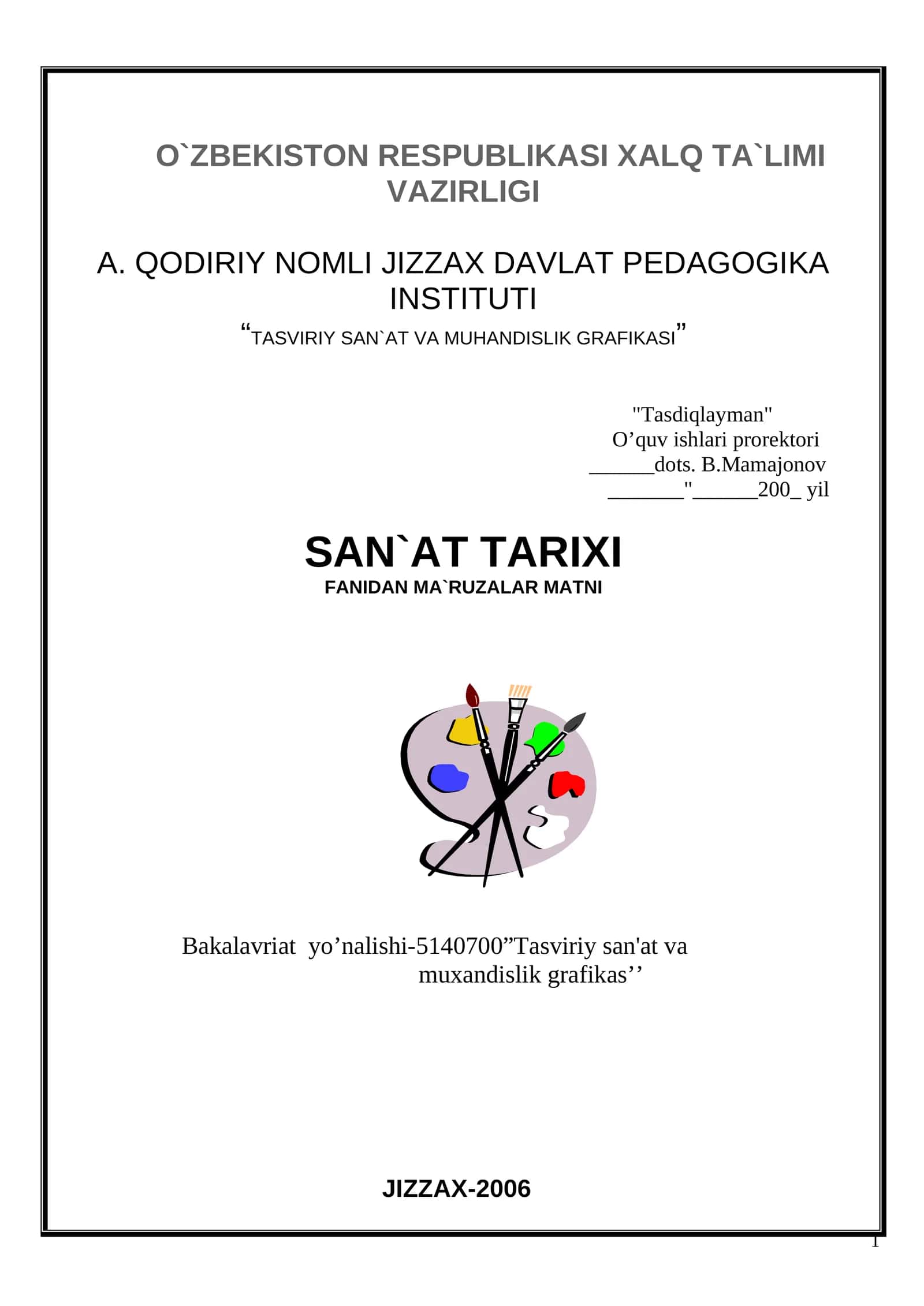 Tasviriy San'at va Muxandislik Grafikasi