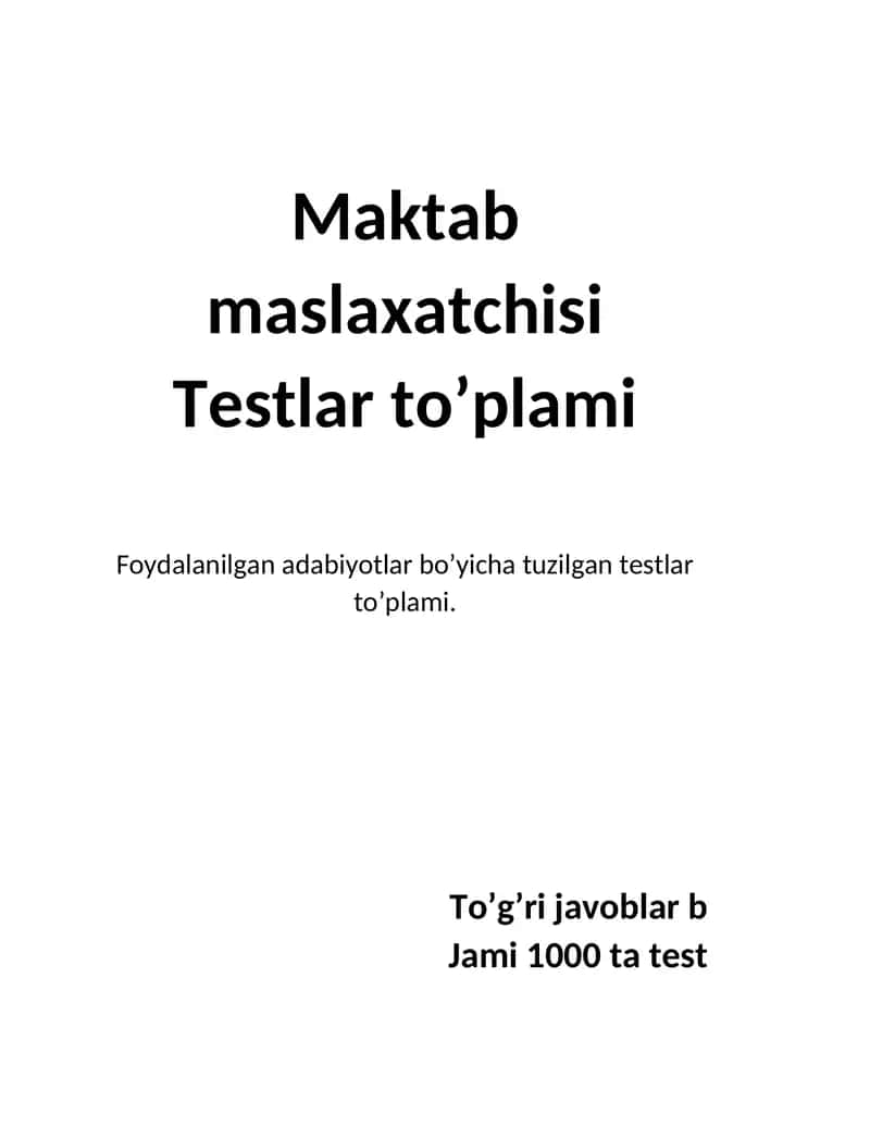 Maktab maslaxatchisi 1000 ta test