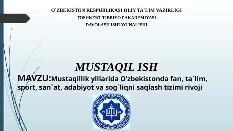 Davolash ishi yo`nalishi
