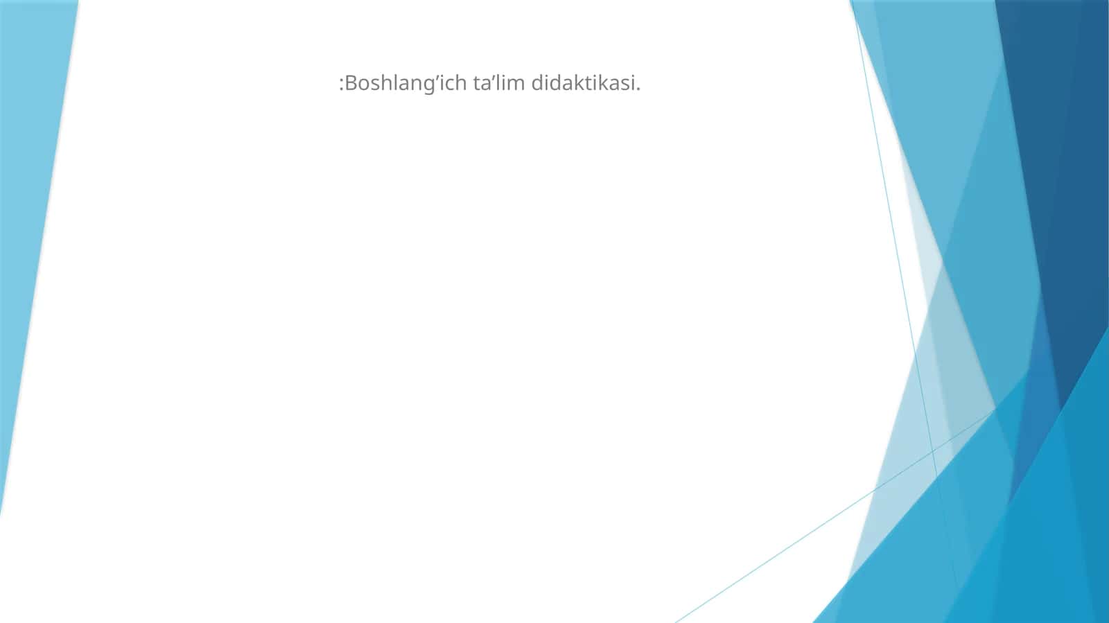 Boshlang’ich ta’lim didaktikasi