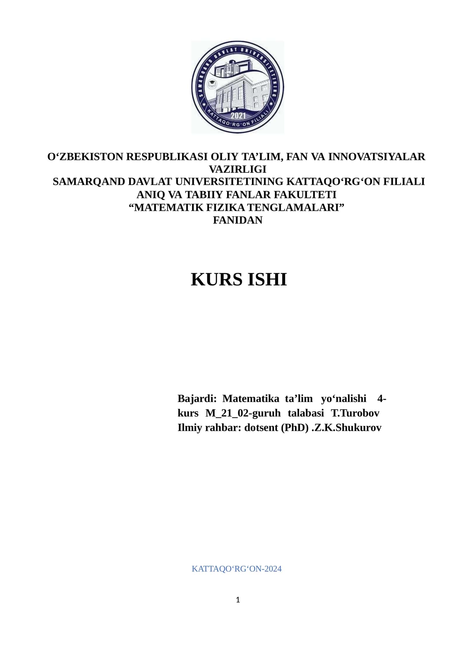 Chegaralanmagan sterjendaissiqlik tarqalishi(Koshimasalasi)
