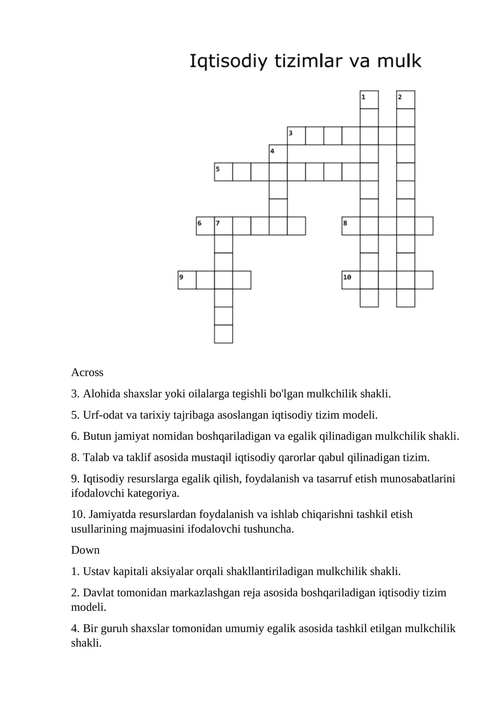 Iqtisodiy tizim modellari
