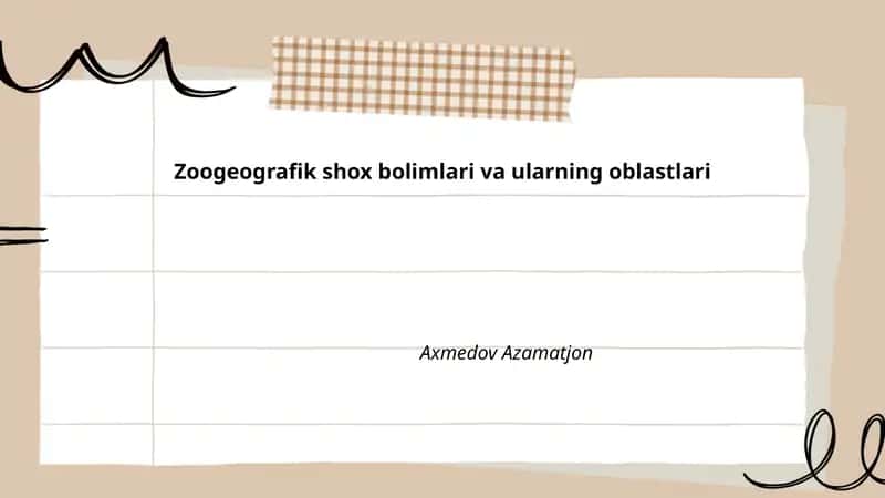 Zoogeografik shox bolimlari va ularning oblastlari