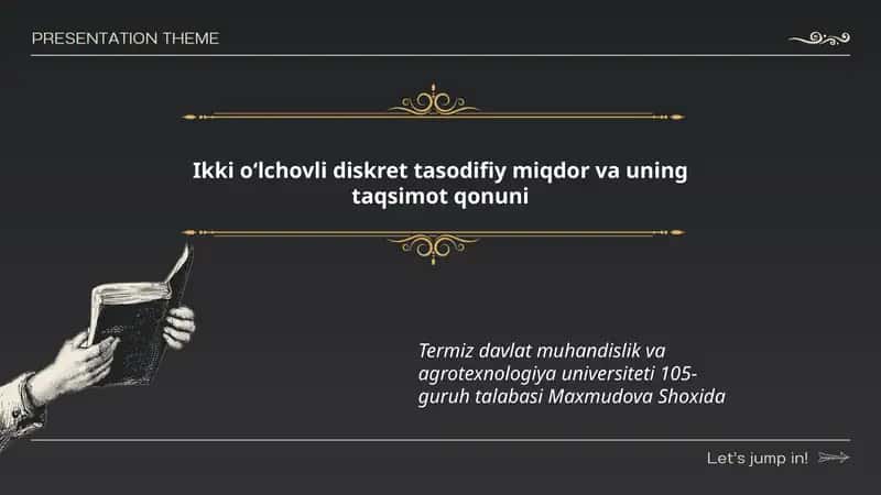 Ikki oʻlchovli diskret tasodifiy miqdor va uning taqsimot qonuni