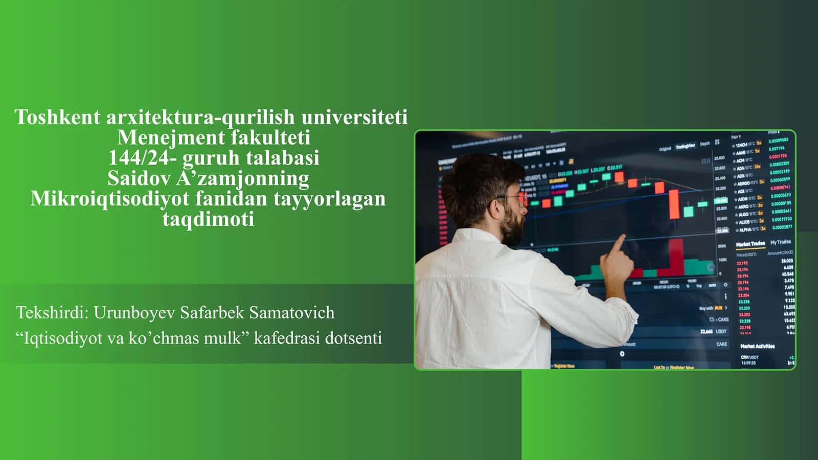 Milliy bozor sharoitida talab va taklif xususiyatlari
