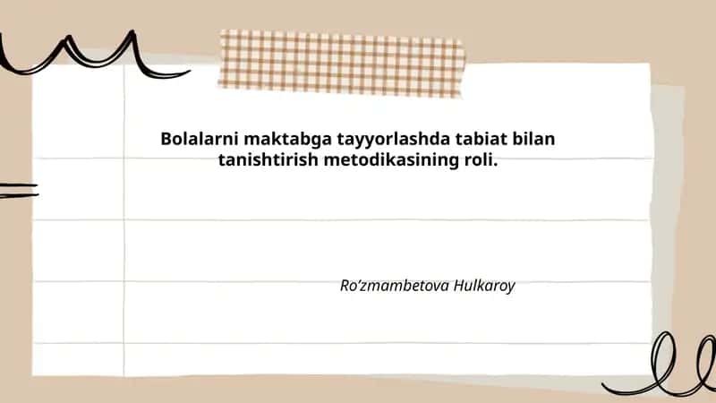 Tabiat bilan tanishtirish metodikasi