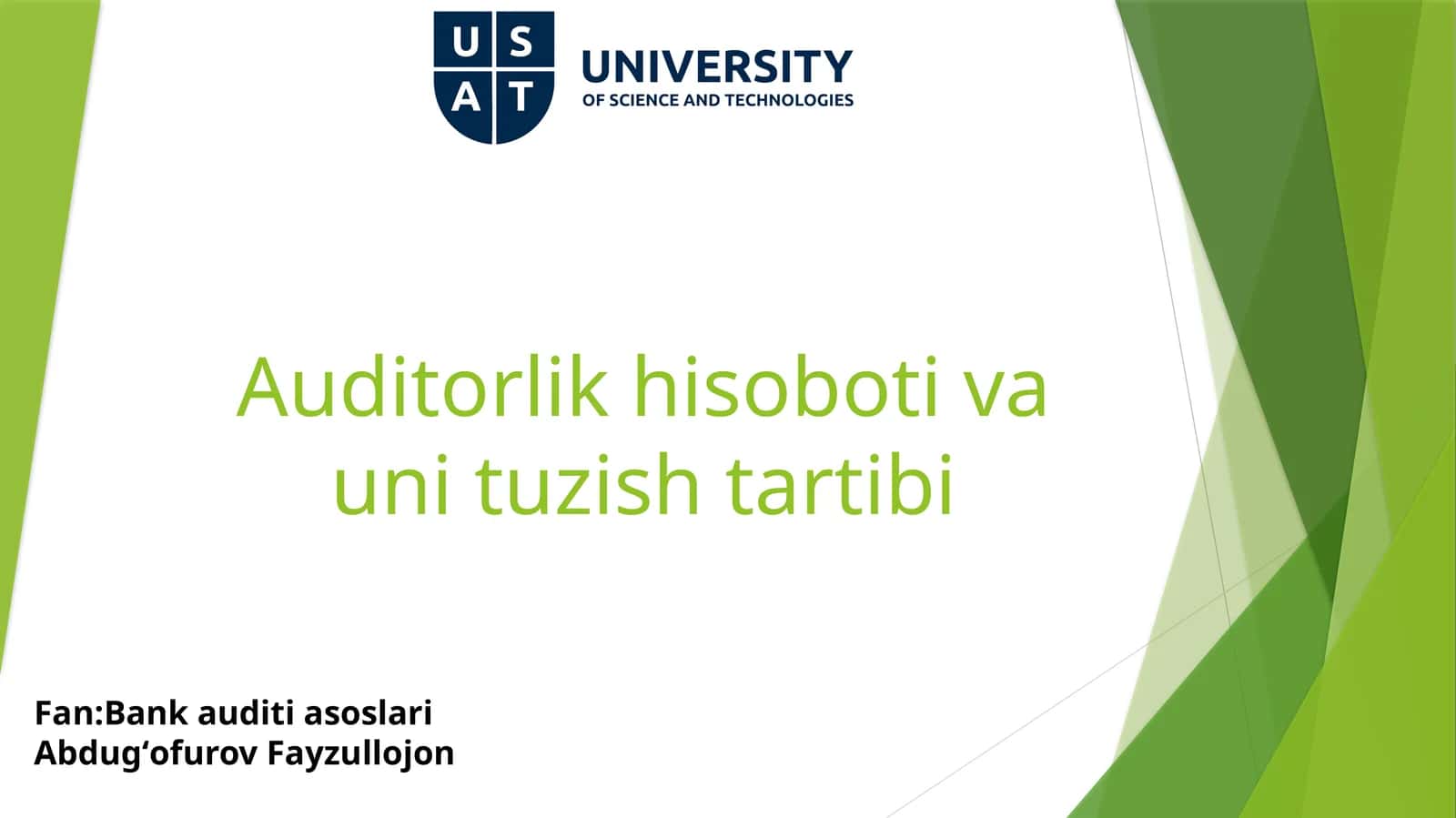 Auditorlik hisoboti va uni tuzish tartibi