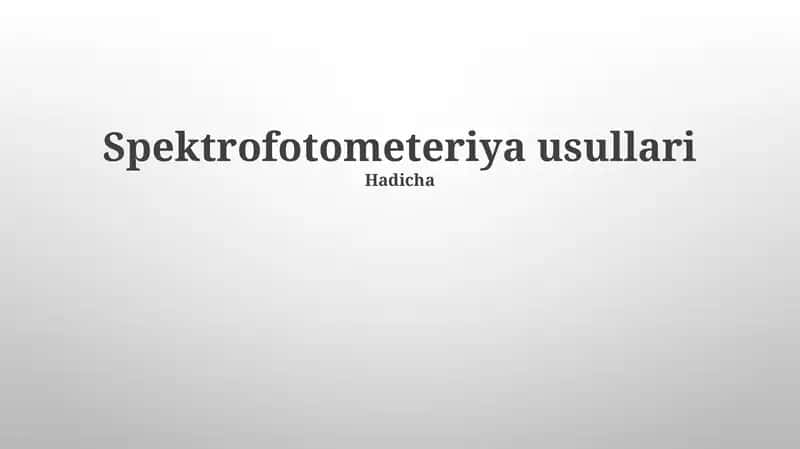 Spektrofotometeriya usullari