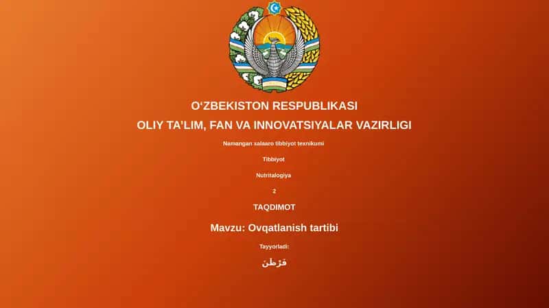 Ovqatlanish tartibi
