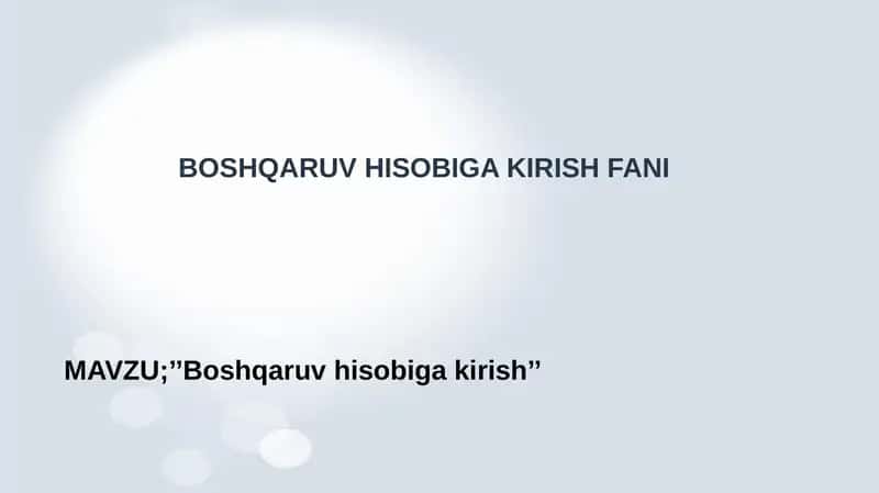 Boshqaruv hisobiga kirish