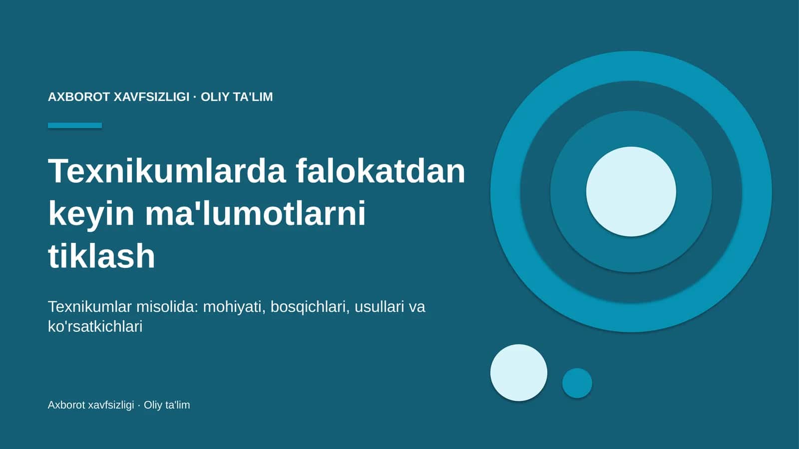 Texnikumlarda falokatdan keyin ma'lumotlarni tiklash