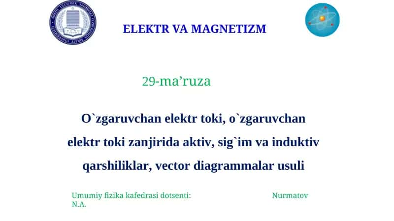 ELEKTR VA MAGNETIZM