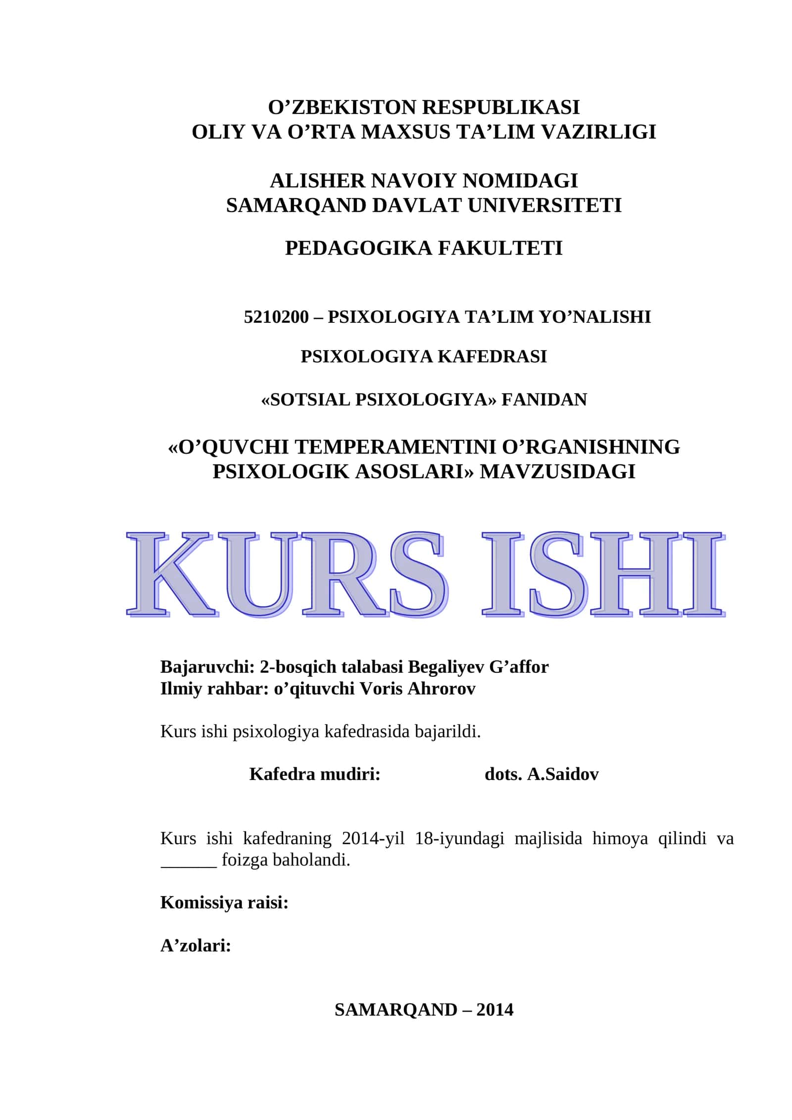 O’QUVCHI TEMPERAMENTINI O’RGANISHNING PSIXOLOGIK ASOSLARI