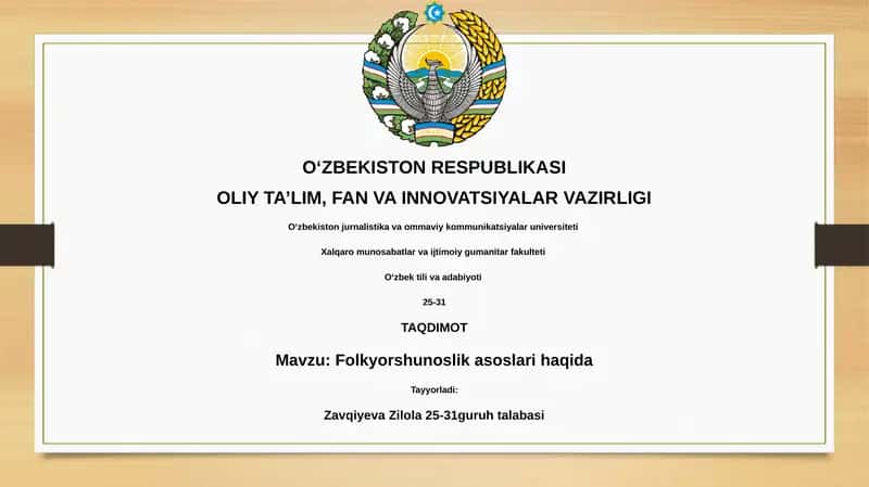 Folkyorshunoslik asoslari
