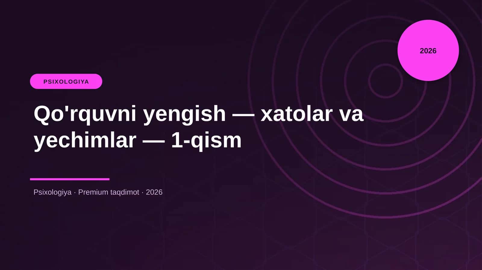 Qo'rquvni yengish — xatolar va yechimlar — 1-qism