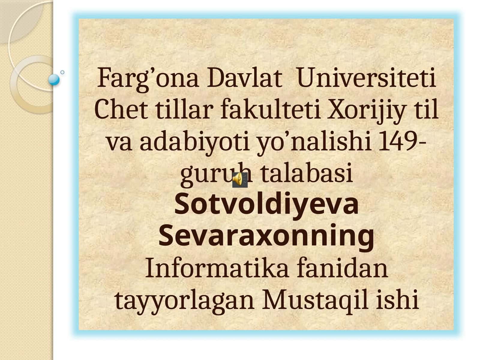 Chettillar fakulteti Xorijiy til va adabiyoti yo’nalishi