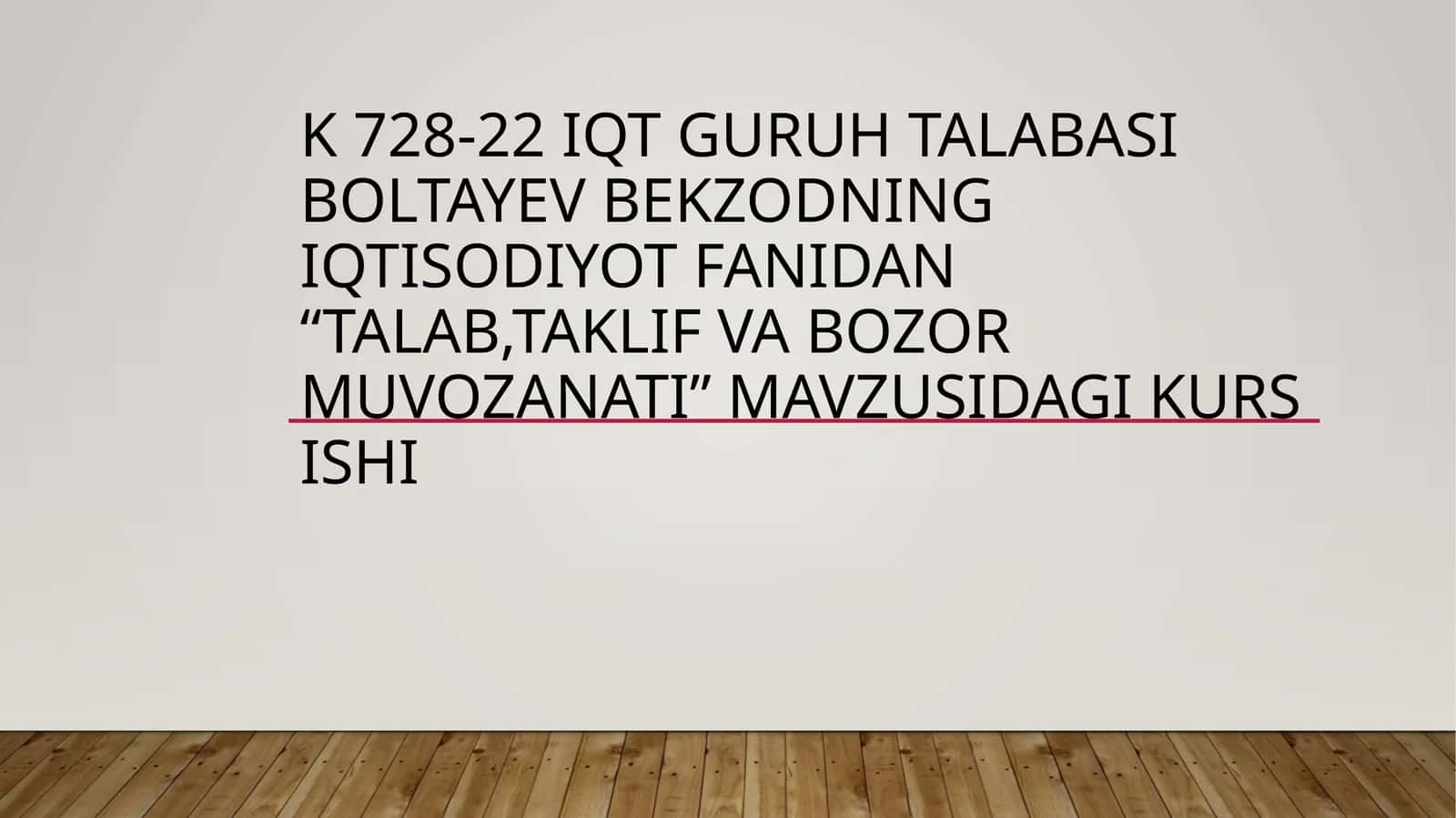 Talab, Taklif va Bozor Muvozanati