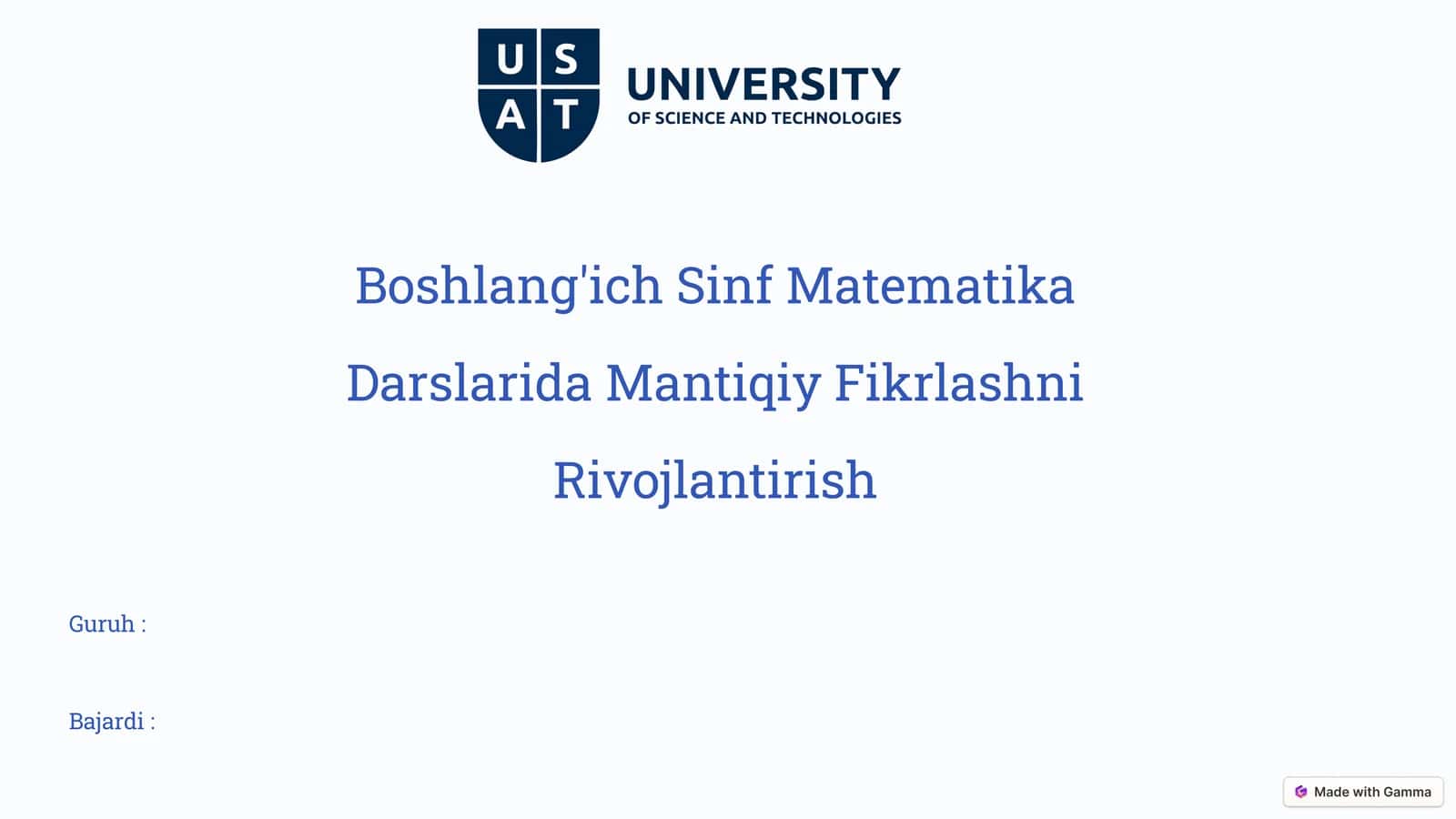 Boshlang'ichSinfMatematikaDarslaridaMantiqiyFikrlashniRivojlantirish