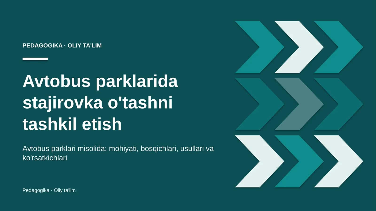 Avtobus parklarida stajirovka o'tashni tashkil etish