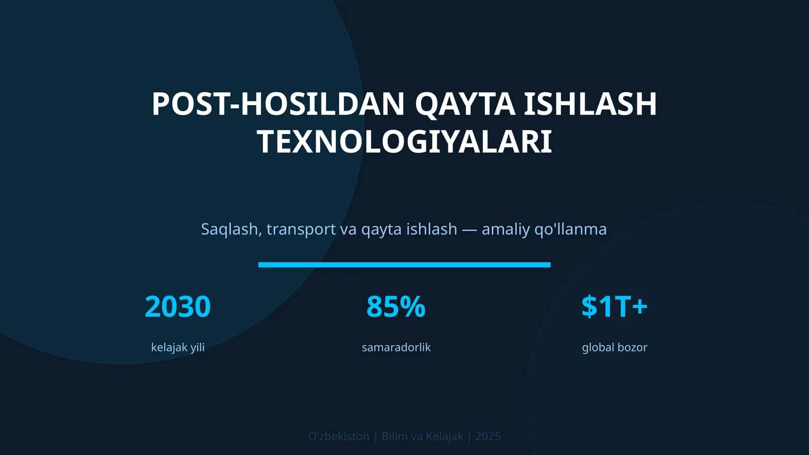 POST-HOSILDAN QAYTA ISHLASH TEXNOLOGIYALARI